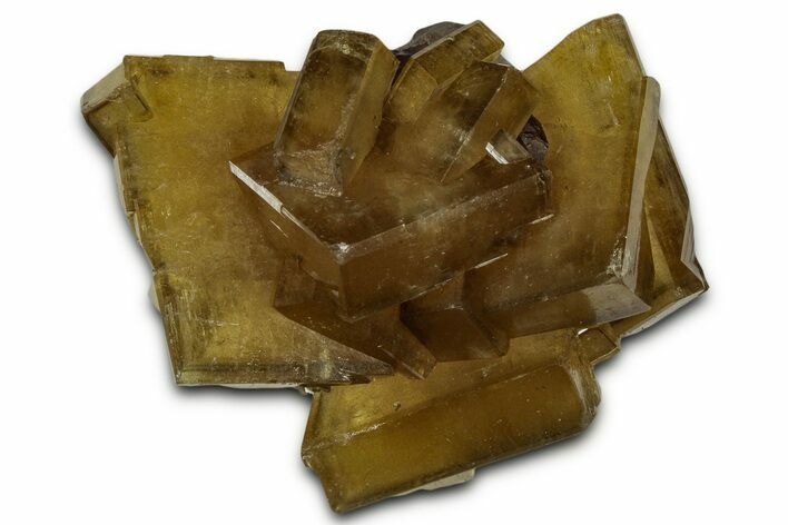 Golden Barite Crystals On Purple Fluorite - Xiefang Mine, China #350747